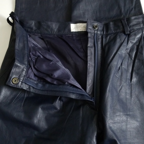 Lord & Taylor Pants & Jumpsuits Vintage Lt High Waist Navy Leather